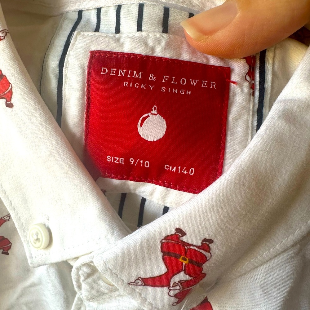 Boys Dabbing Santa Collared Button Down